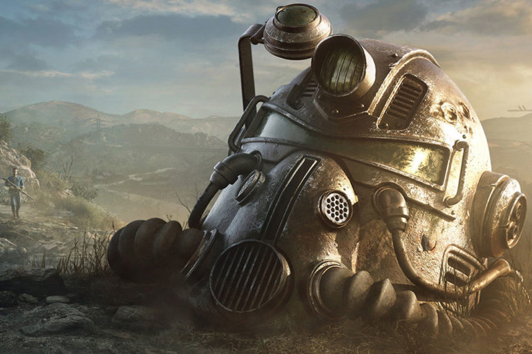Bethesda's Fallout power armour helmet abandoned to the wastelands