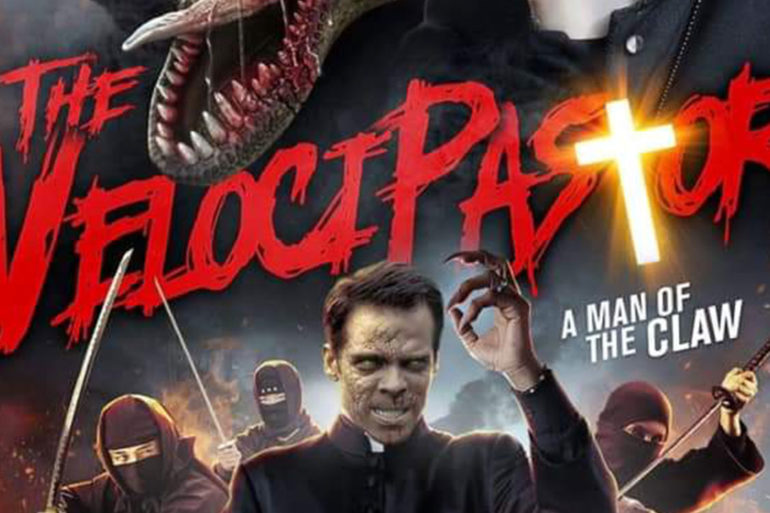 VelociPastor is a film about a priest who can turn into a dinosaur to fight ninjas