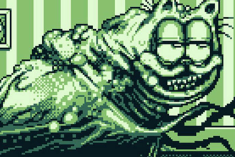 Garfield re-imagined as a horrifying creature in pixel animation by Lumpy